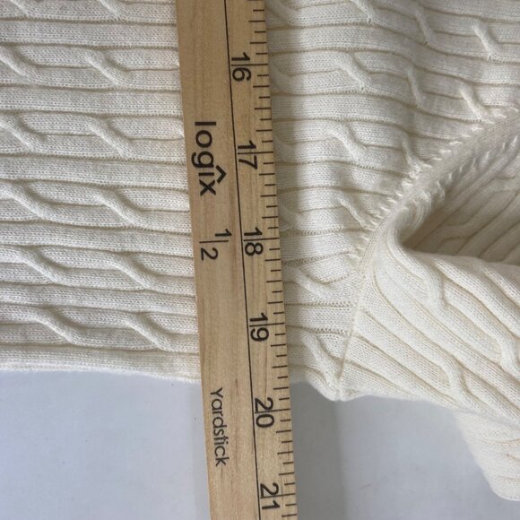 Talbots Pima Cotton‎ Cable Knit Cardigan Sweater Womens XL Ivory - Picture 7 of 9